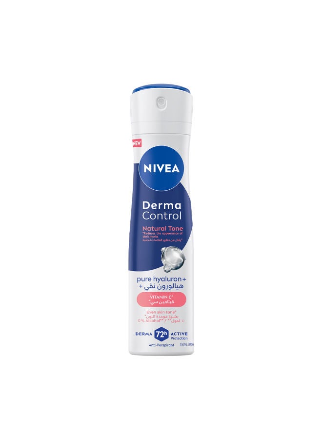 Nivea Derma Control Natural Tone Anti-Perspirant Spray, with Pure Hyaluron and Vitamin C, 72H Protection - Image 1